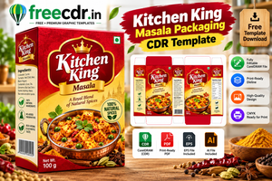 Kitchen King Masala Packaging Design CDR Template | FREECDR