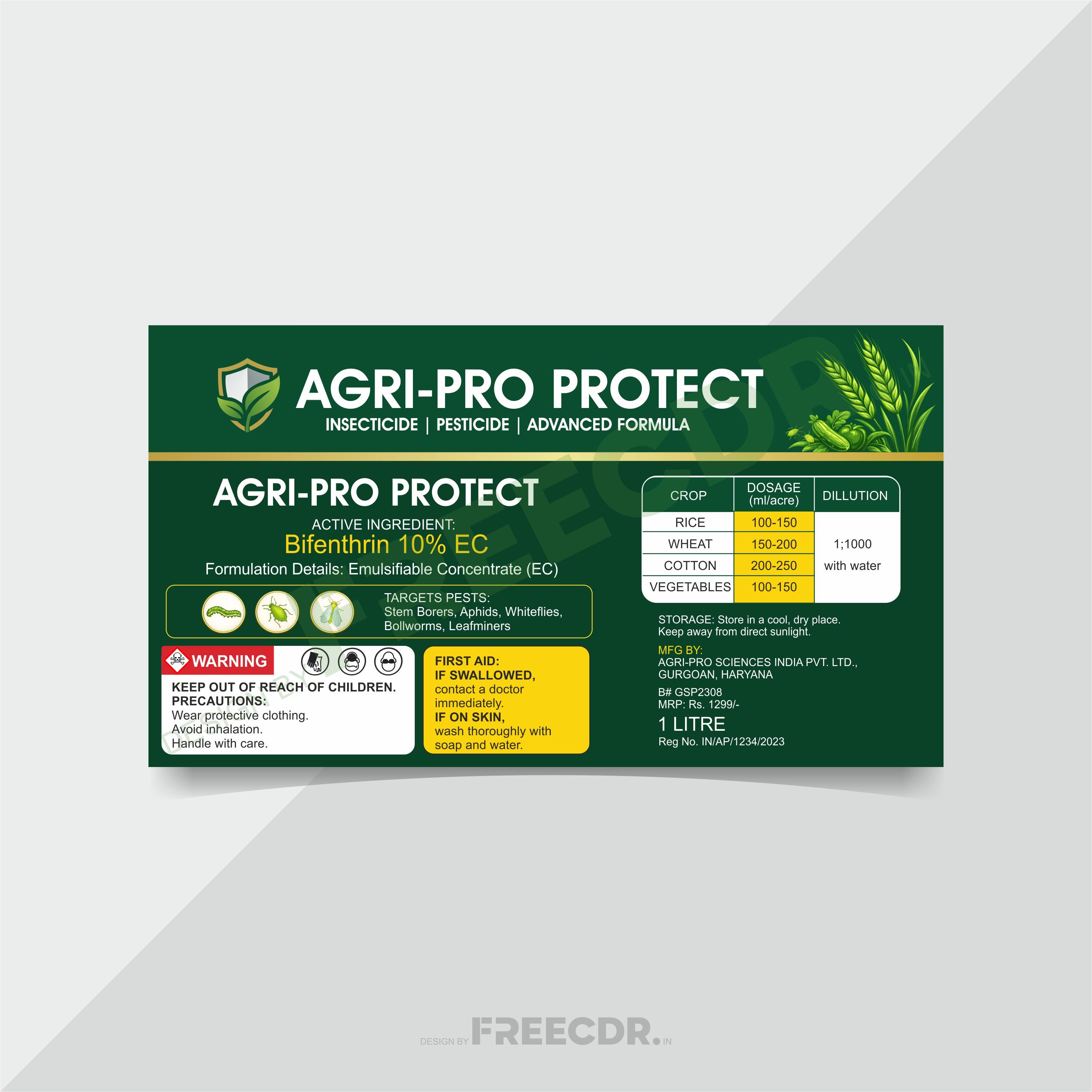 Pesticide Label Design CDR Template - Free Download for Agriculture Companies Fertilizer Brands Printing Press India