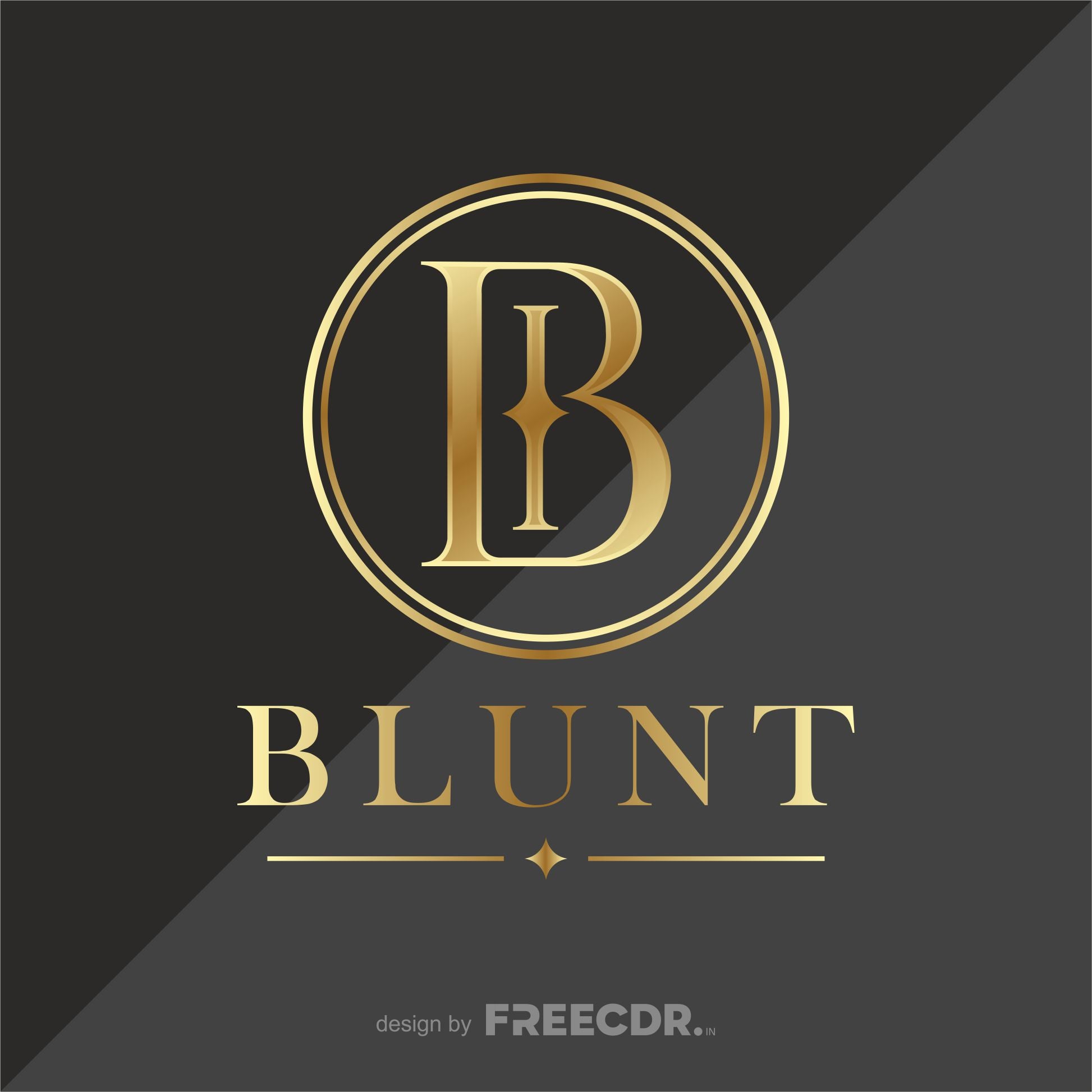 Gold 'BLUNT' logo on a dark background editable cdr template
