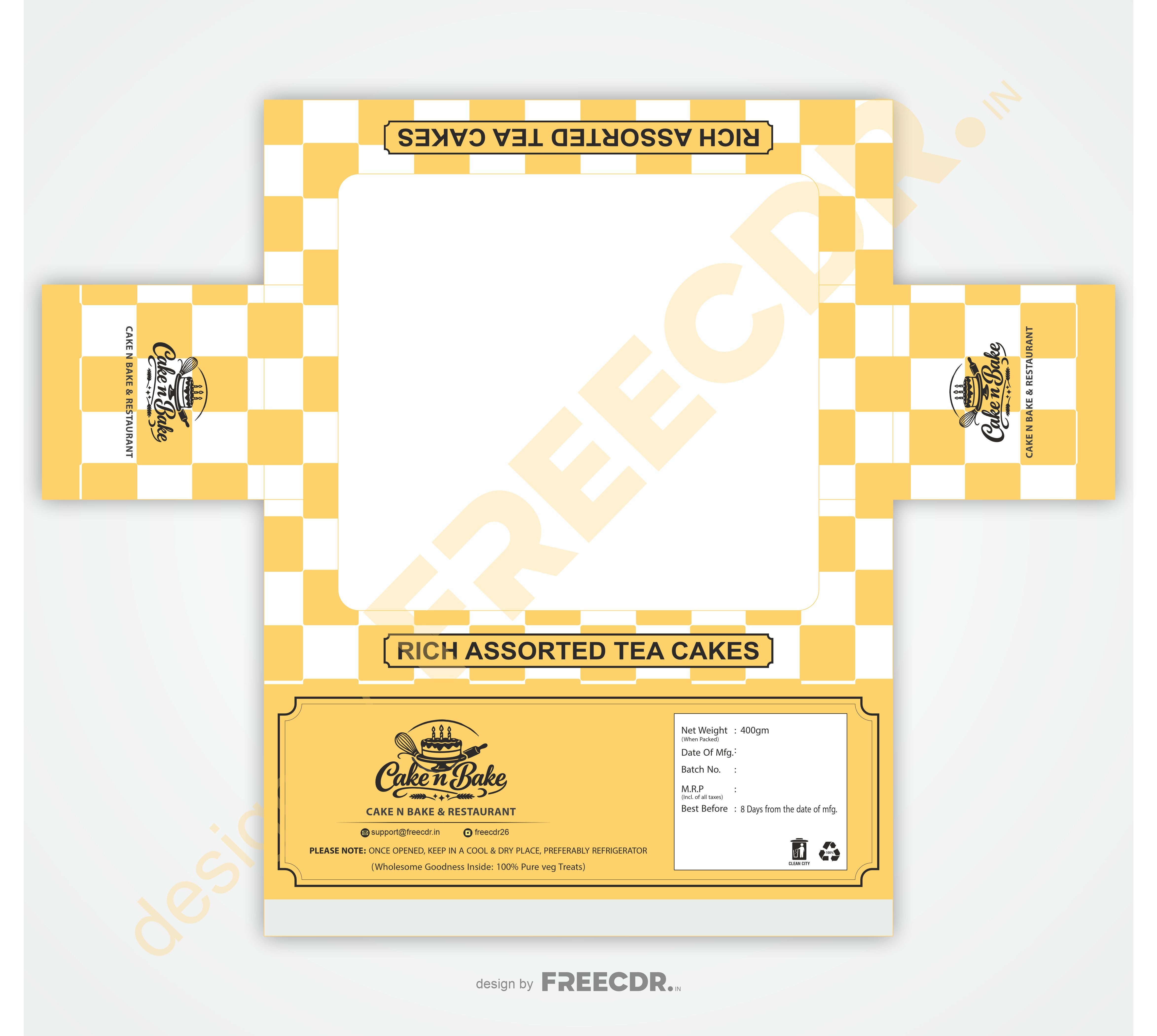 Free Cake Wrapper Packaging Design CDR Template - Fully Editable CorelDraw File for Bakery and Confectionery Businesses India