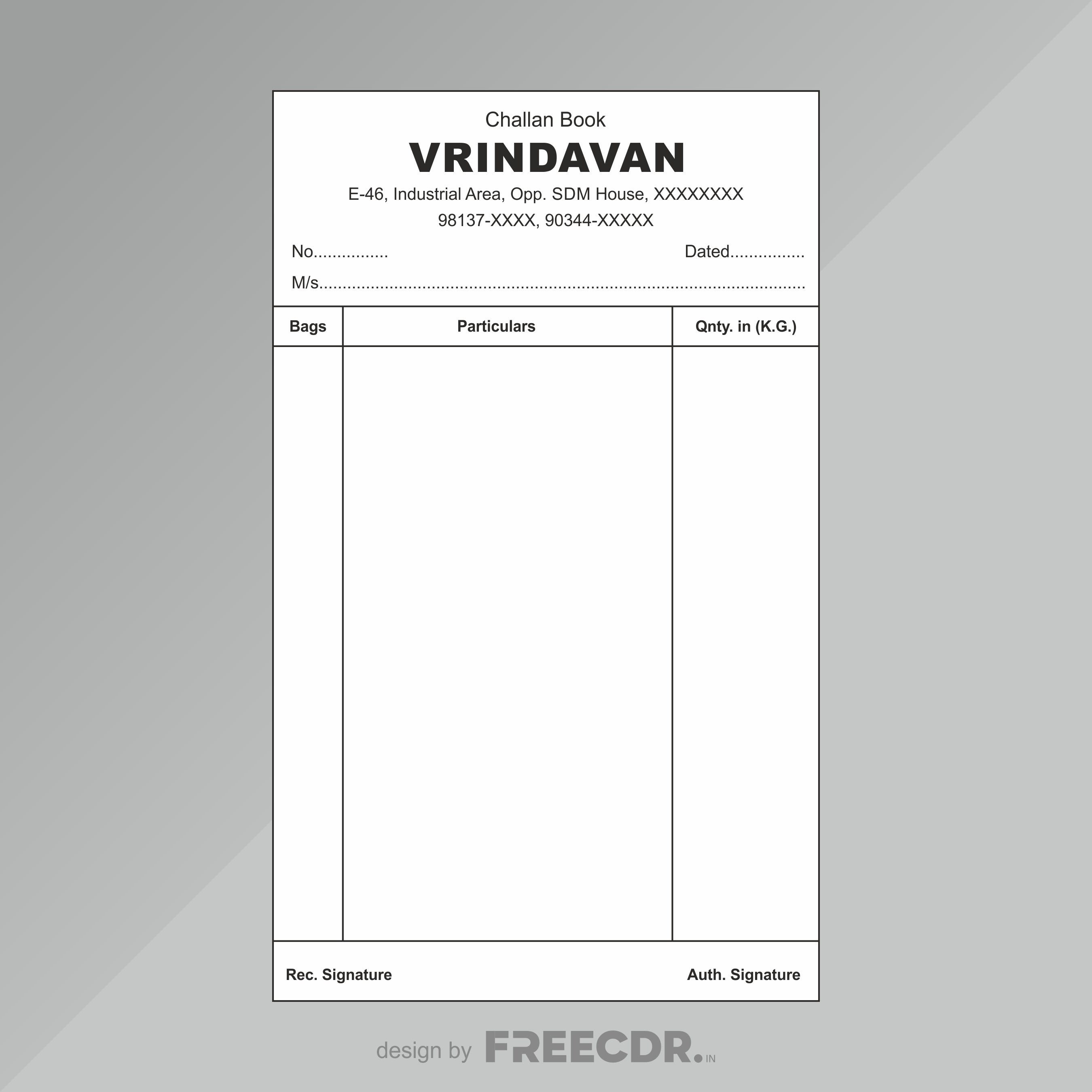 Invoice Book Design CDR File Download