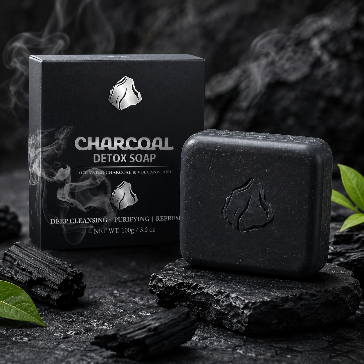 Charcoal Detox Soap Design CDR Template - Free CorelDraw File for Charcoal Soap Manufacturers Skincare Brands India