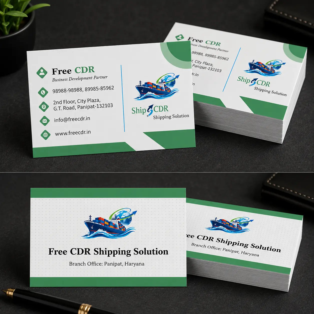 Shipping Visiting Card CDR Template - Free CorelDraw File for Courier Services Logistics Companies Transport Businesses India