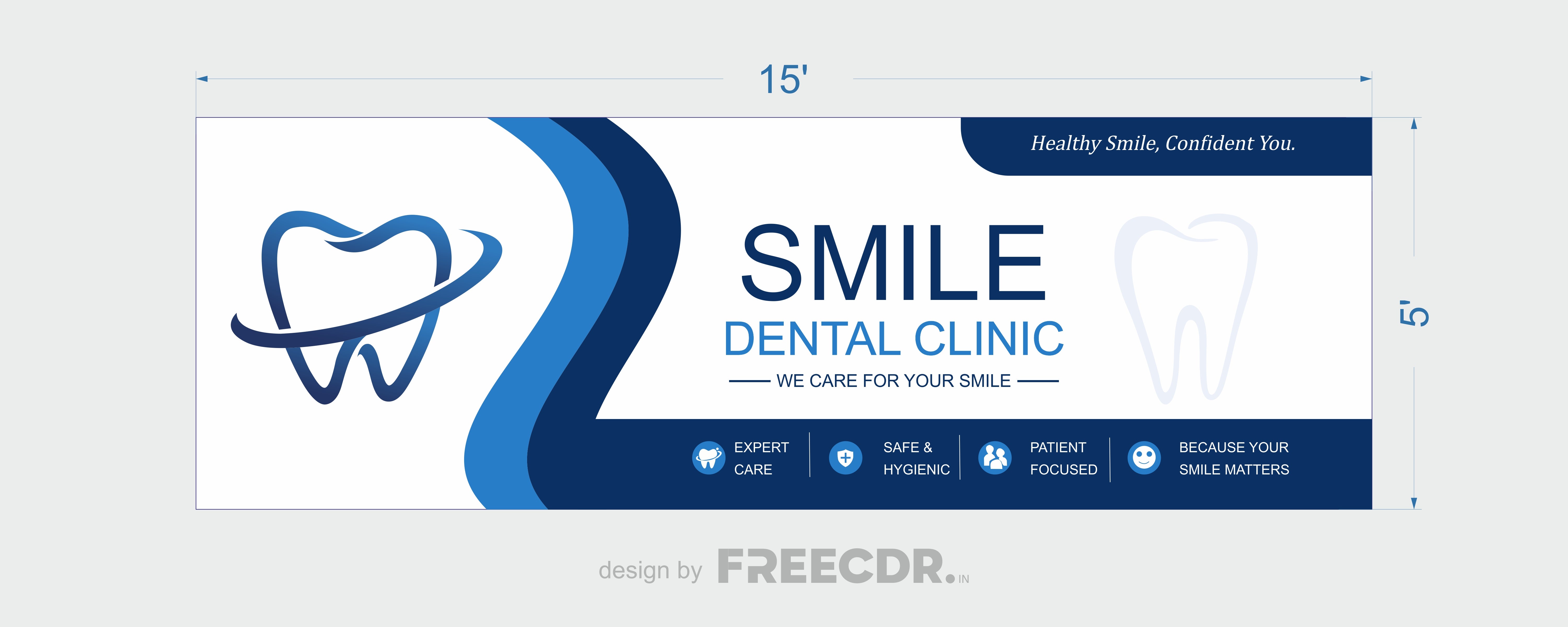 Dental clinic banner with logo and text on a white background