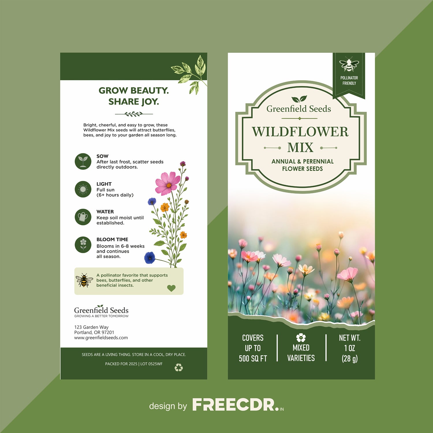 Flower-Seed-Pouch-CorelDRAW-Template | Premium-Packaging-Design-CDR-File-Download