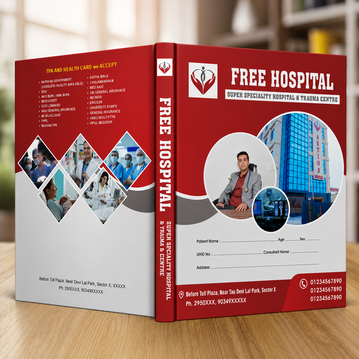 Free Hospital File Design Template - CorelDraw CDR File for Doctor File Cover and Medical Record Folder