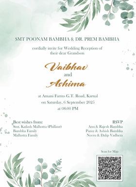 Green Wedding Card