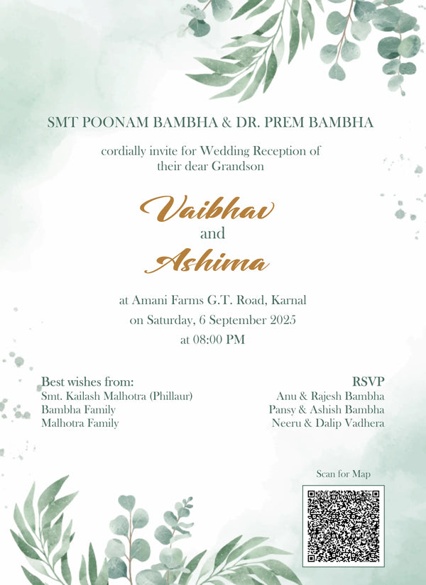 Green Wedding Card