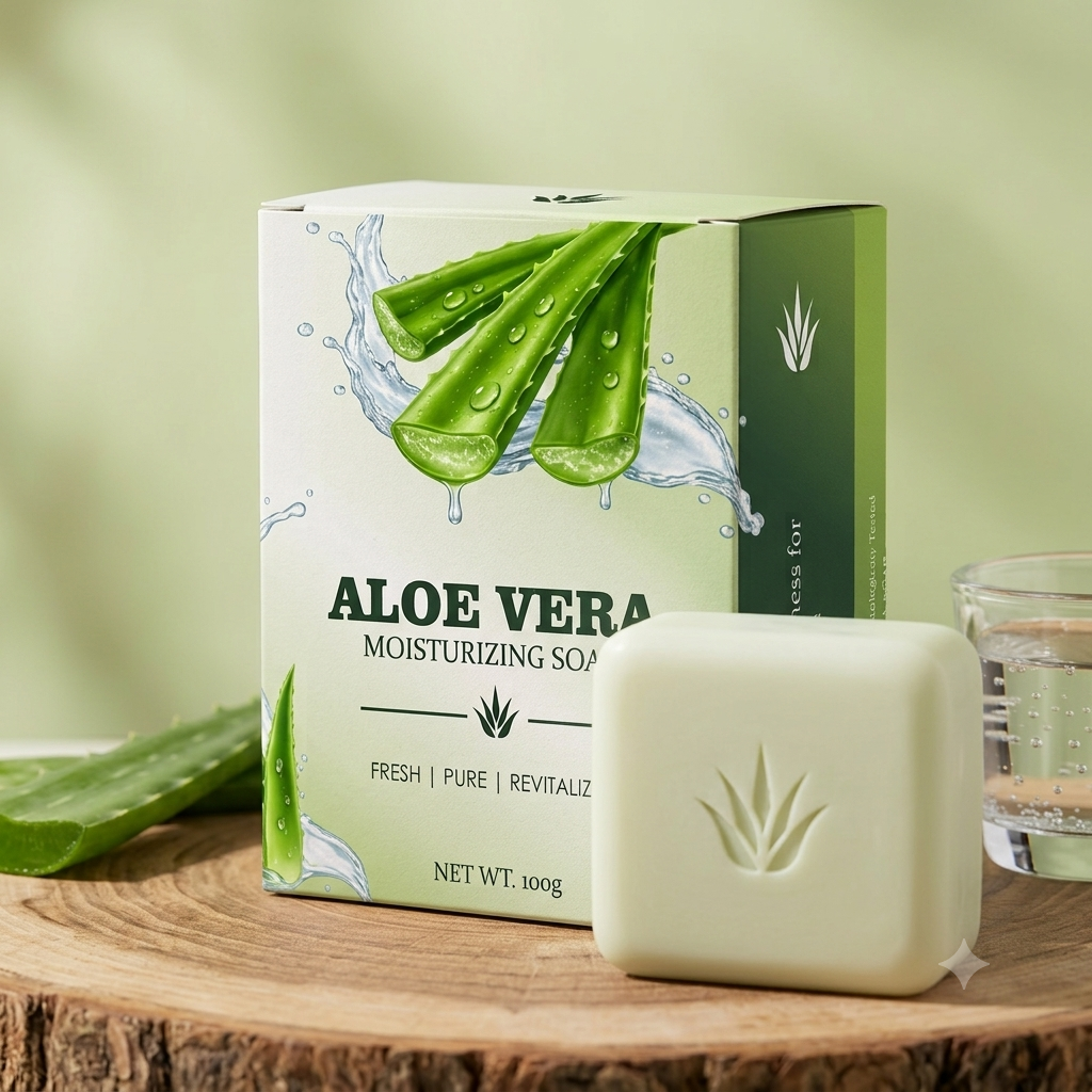 Premium Aloe Vera Moisturizing Soap CDR Template - Free CorelDraw File for Soap Manufacturers Herbal Ayurvedic Skincare Brands India