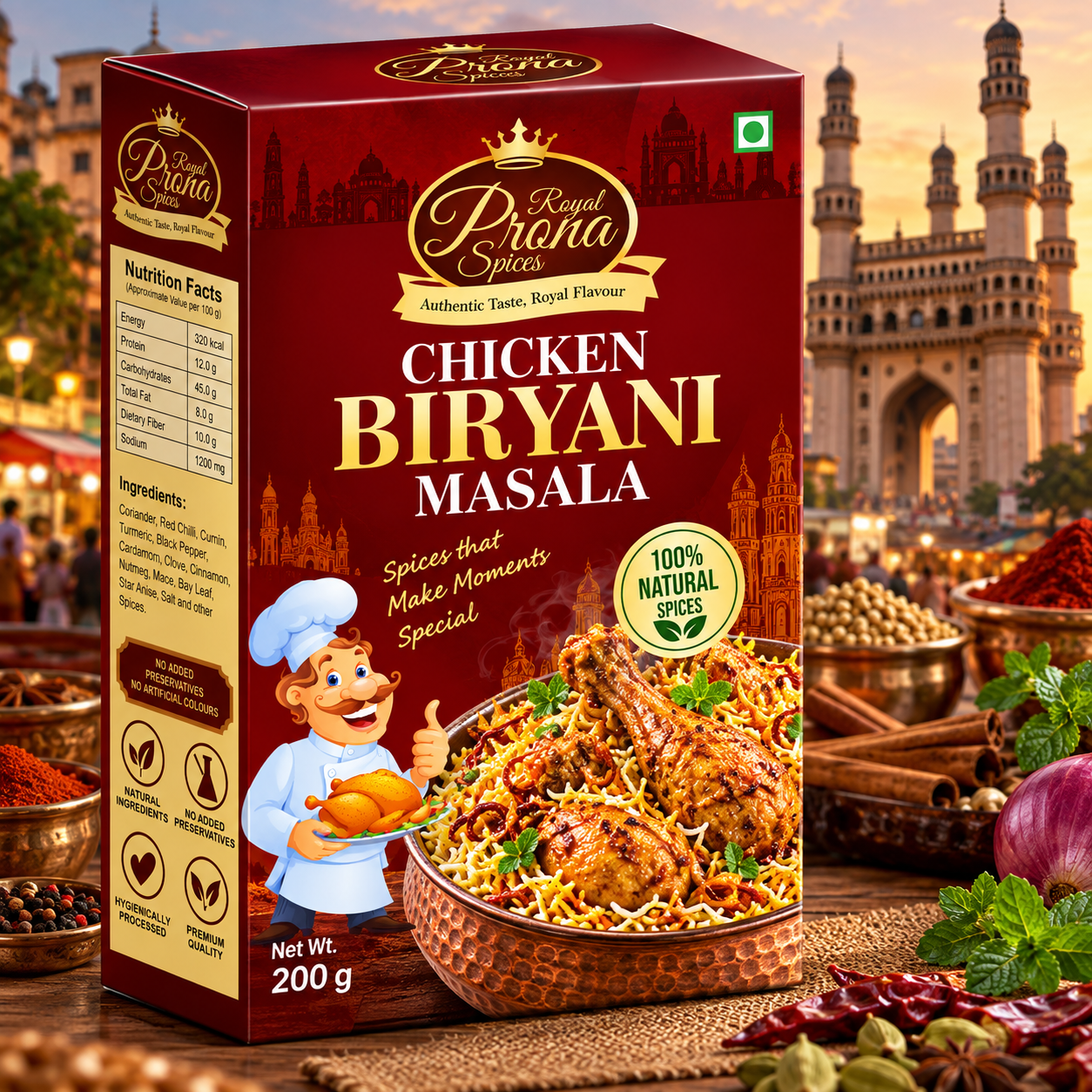 Kitchen King Masala Packaging Design CDR Template Free Download – Editable CorelDRAW Spice Packet Design