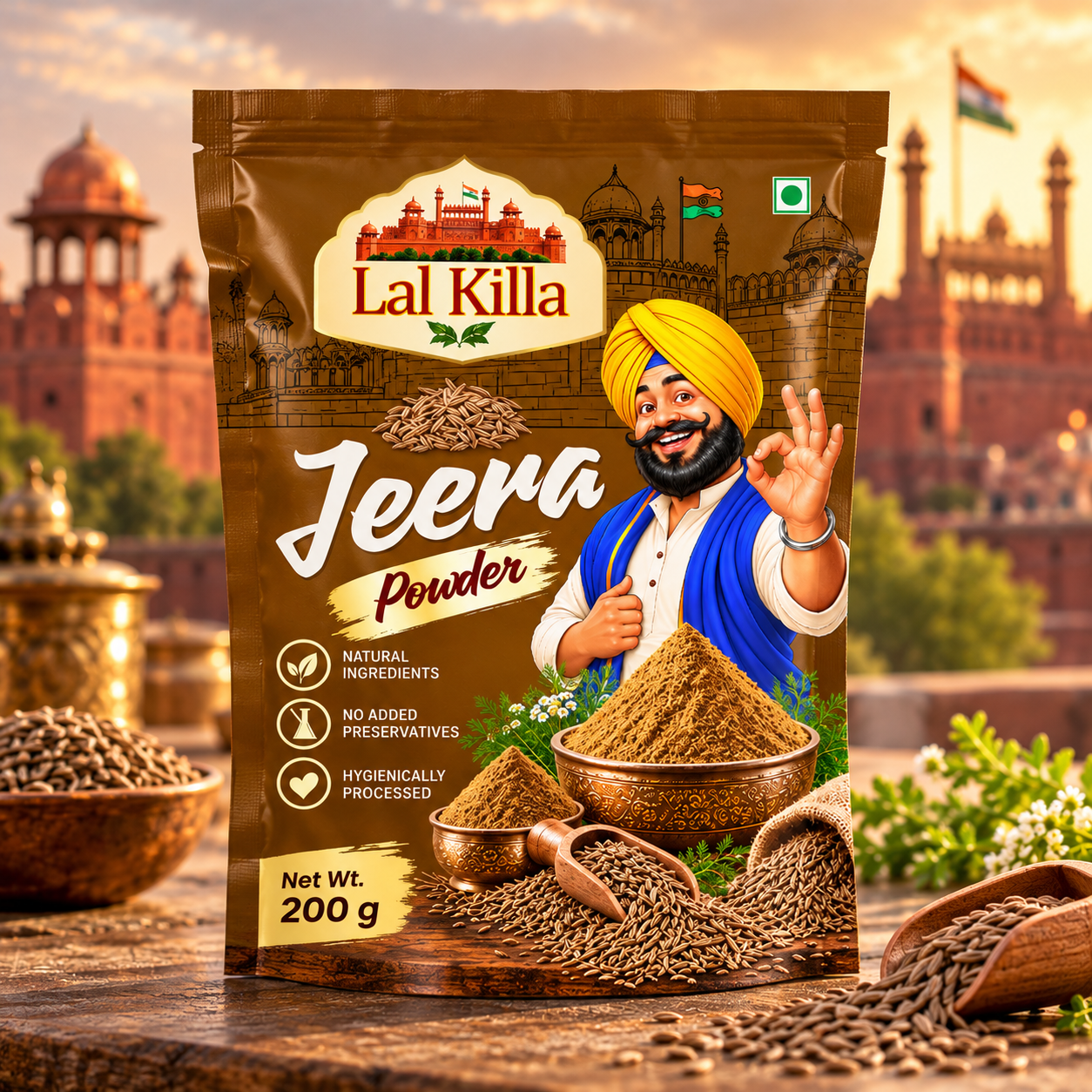 Premium Jeera Powder Packaging Print Ready