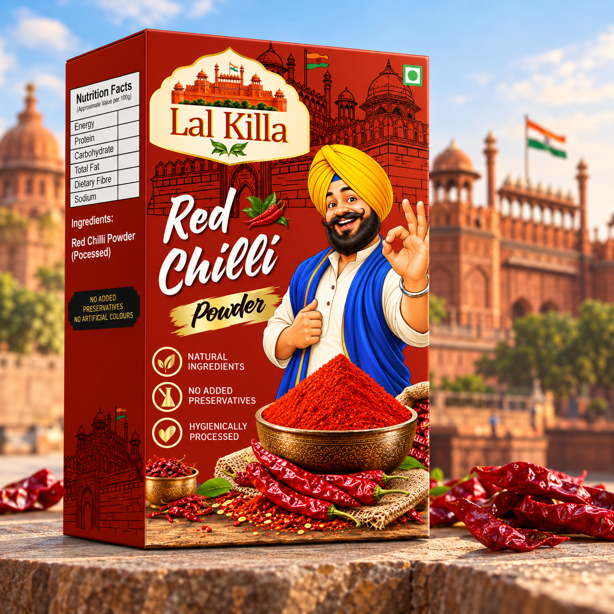 Lal Killa Red Chilli Powder Packaging Design CDR Template Free Download