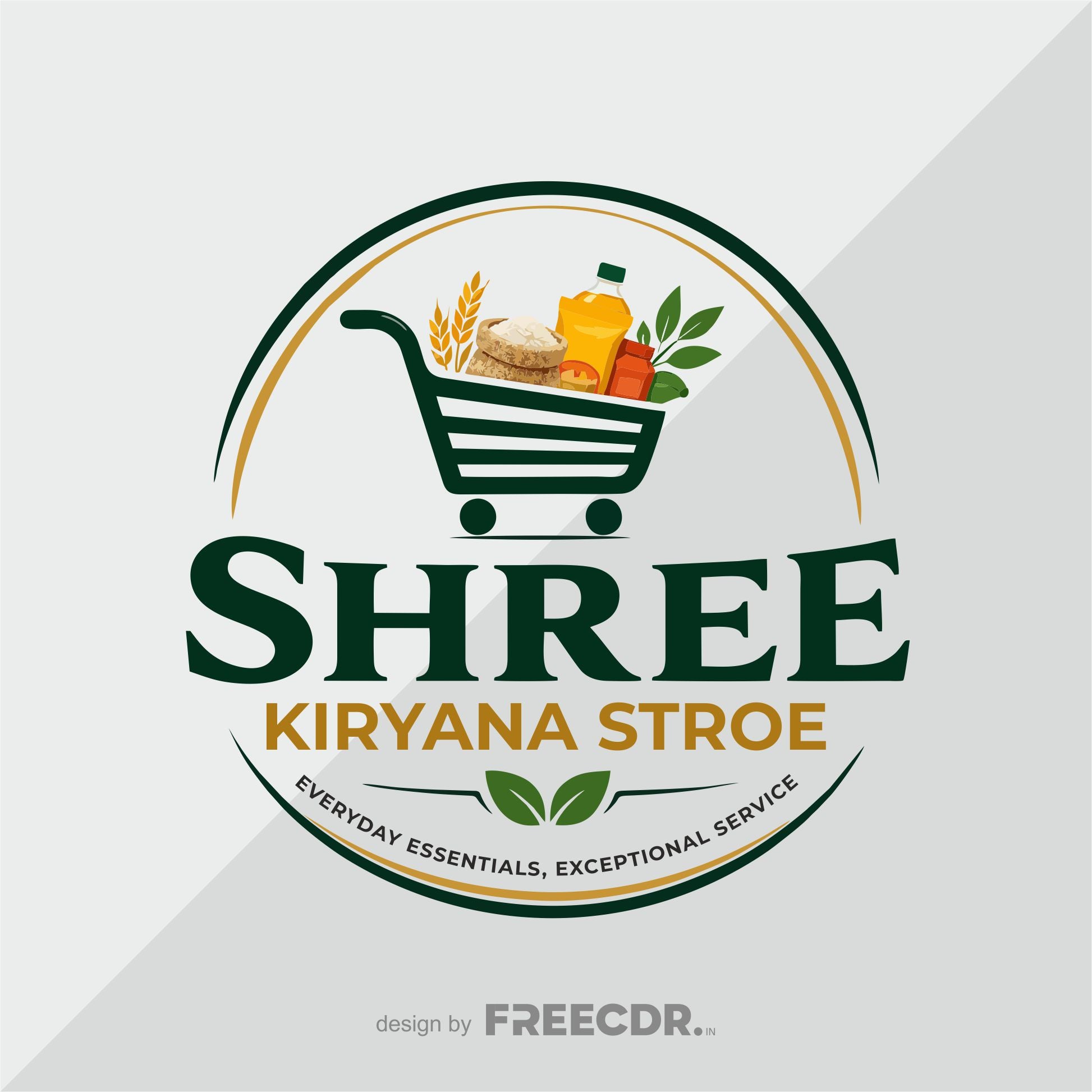 Logo of Shree Kiryana Stroe with a shopping cart icon and text on a white background