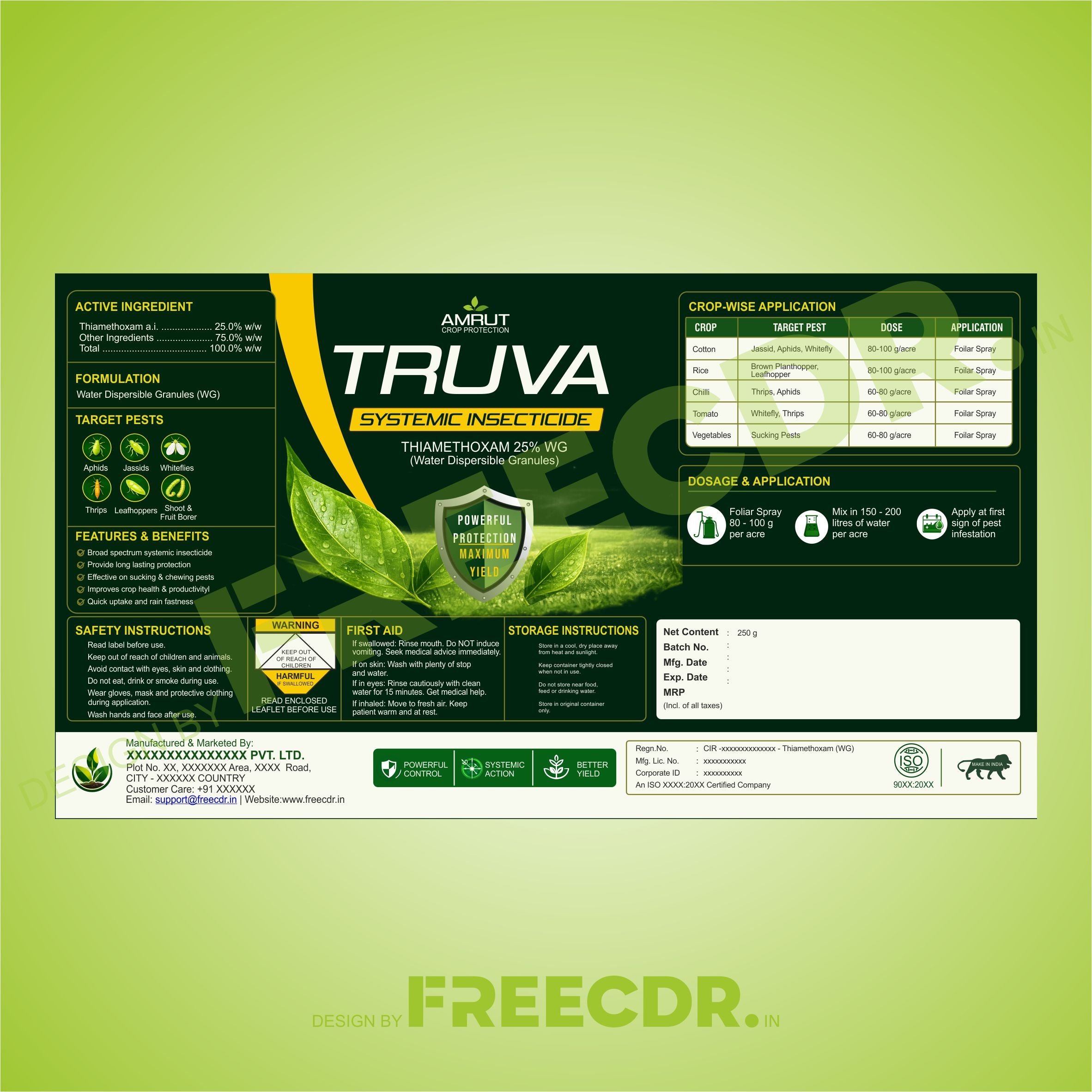 Free Pesticide Label CDR Template - Fully Editable CorelDraw File for Crop Protection Companies Label Designers Printing Press India