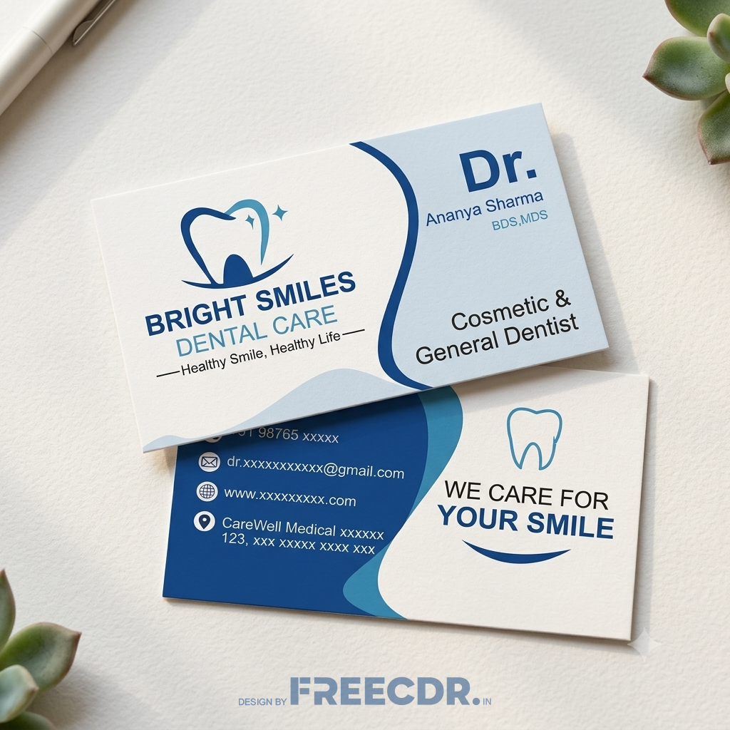 Premium Dentist Doctor Business Card CDR Template - Free Download | FreeCDR