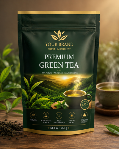 Premium Green Tea Pack Design CDR - Free CorelDraw Template Download | FreeCDR