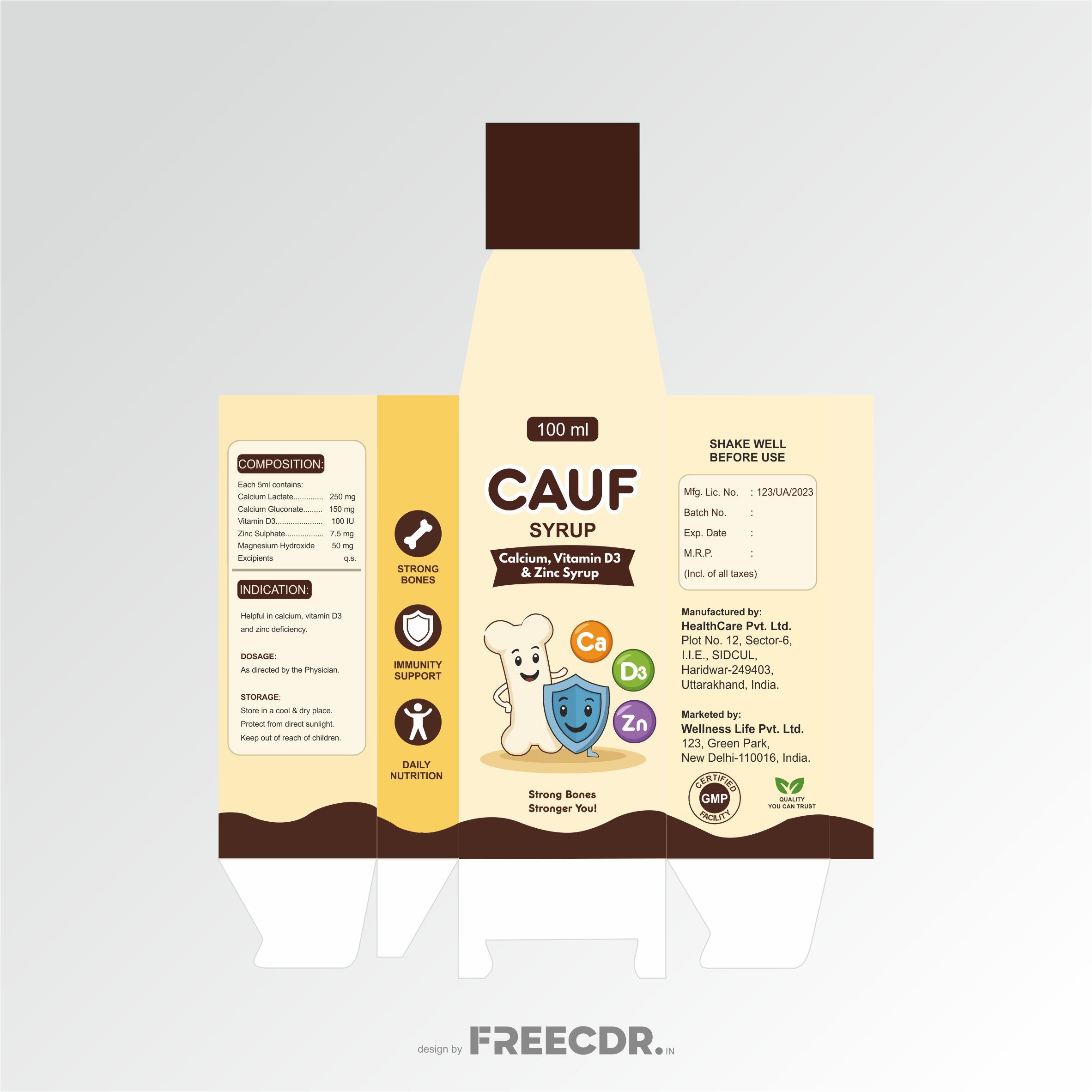 Cough Syrup Lable CDR Template - Free Download | Free CDR