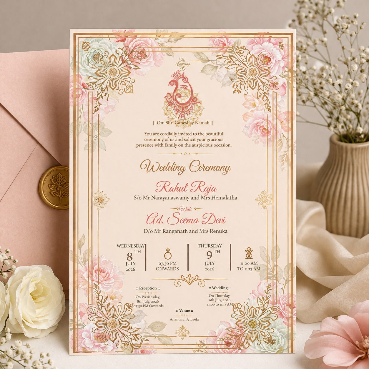 Premium Hindu Wedding Card Design CDR Template - Free CorelDraw File for Hindu Weddings and Shaadi Invitation Printing