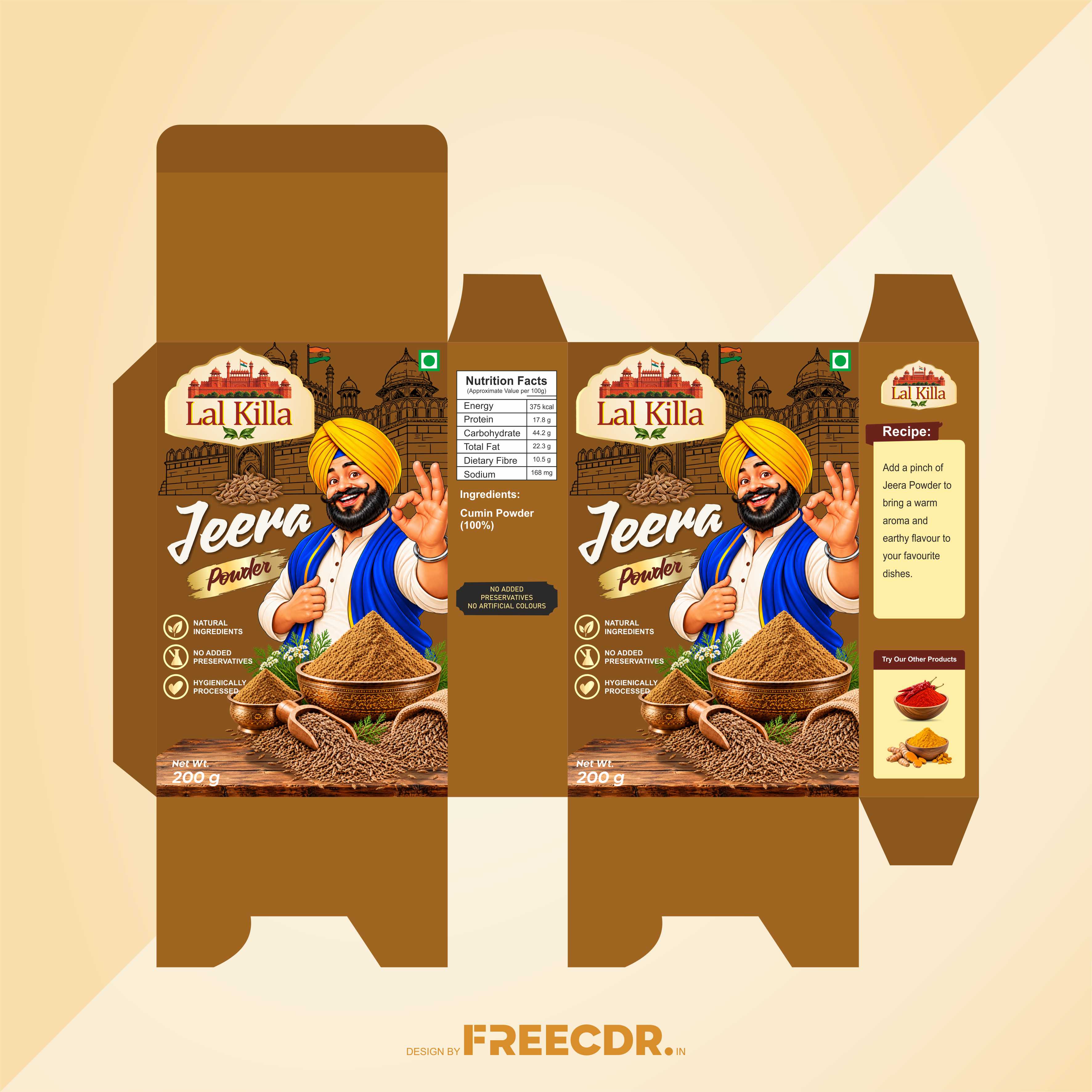 Premium Jeera Powder Packaging Print Ready