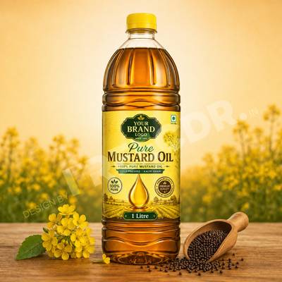 Premium Mustard Oil Label Design CDR - Free CorelDraw Template Download | FreeCDR