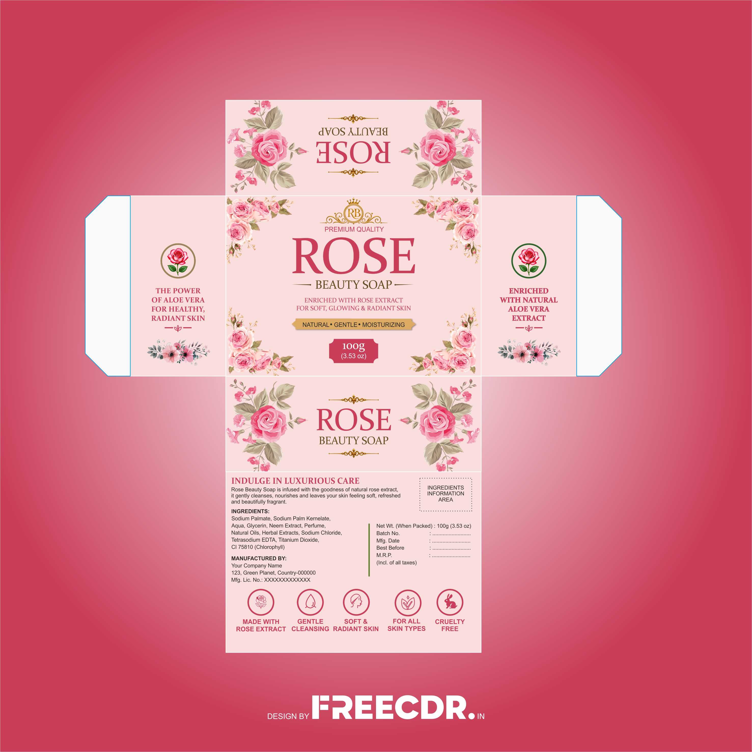 Premium Rose Soap Wrapper Template