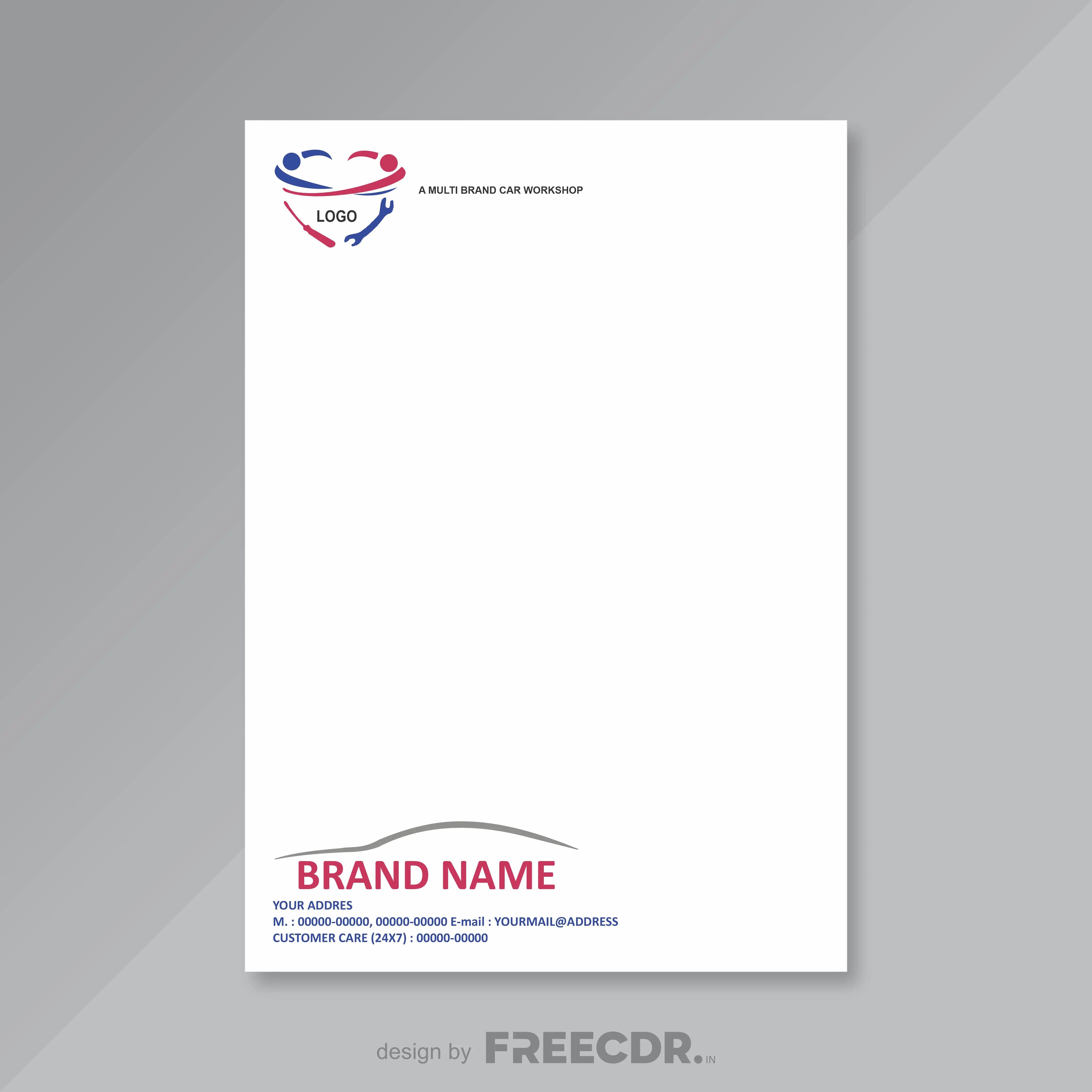 Letterhead design with logo and text on a gray background with font free cdr template 