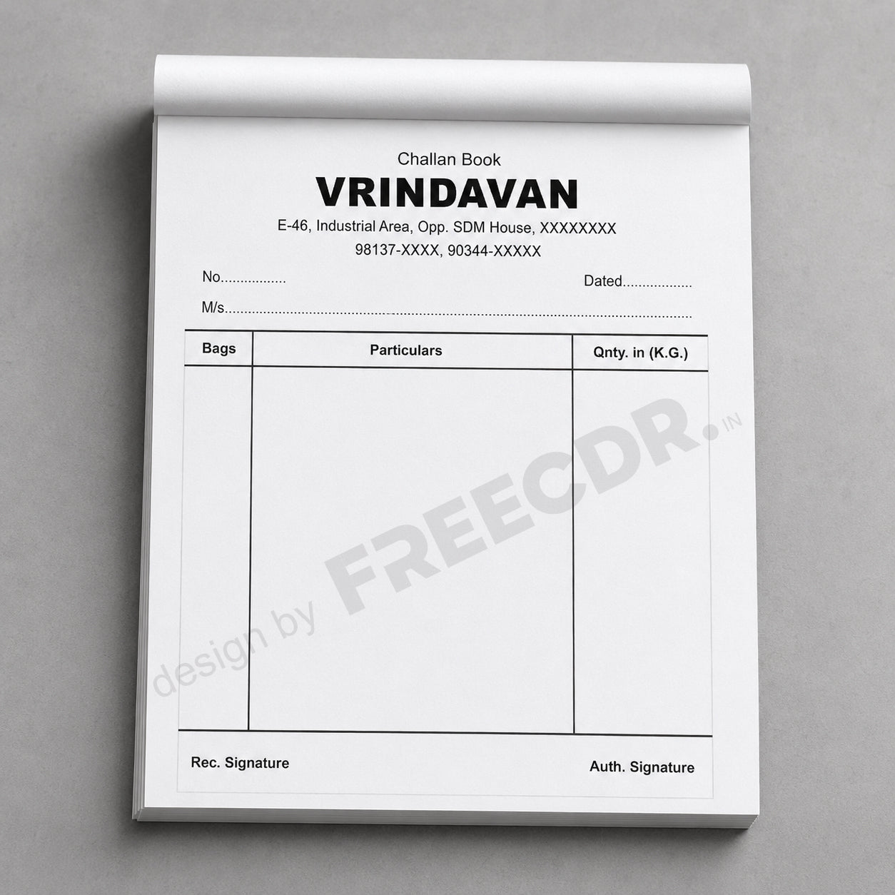Delivery Challan Book Design Template