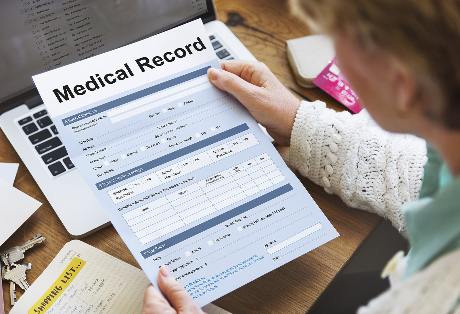Medical record form in Corel Draw with editable version.