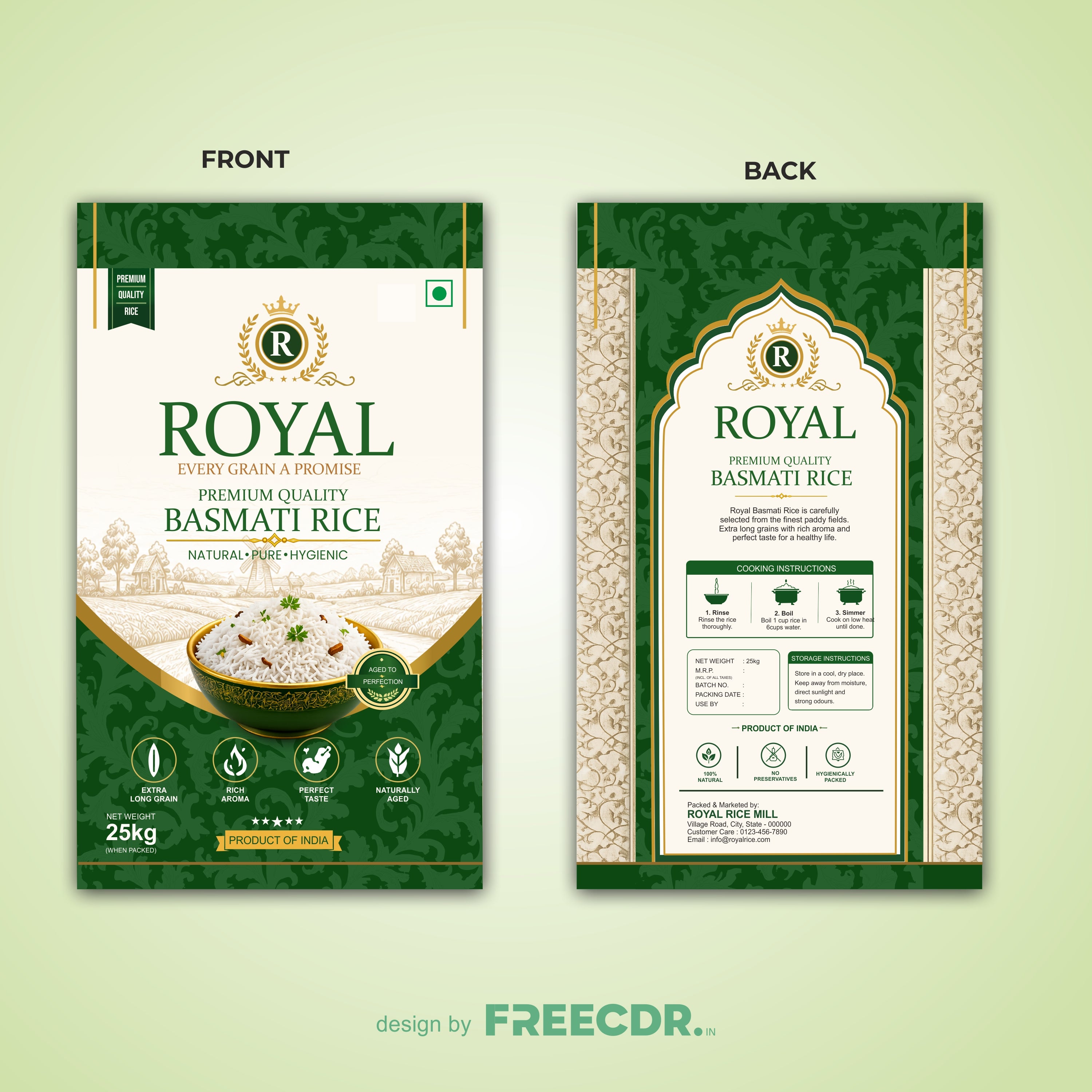 Premium Basmati Rice Packaging Design CDR File