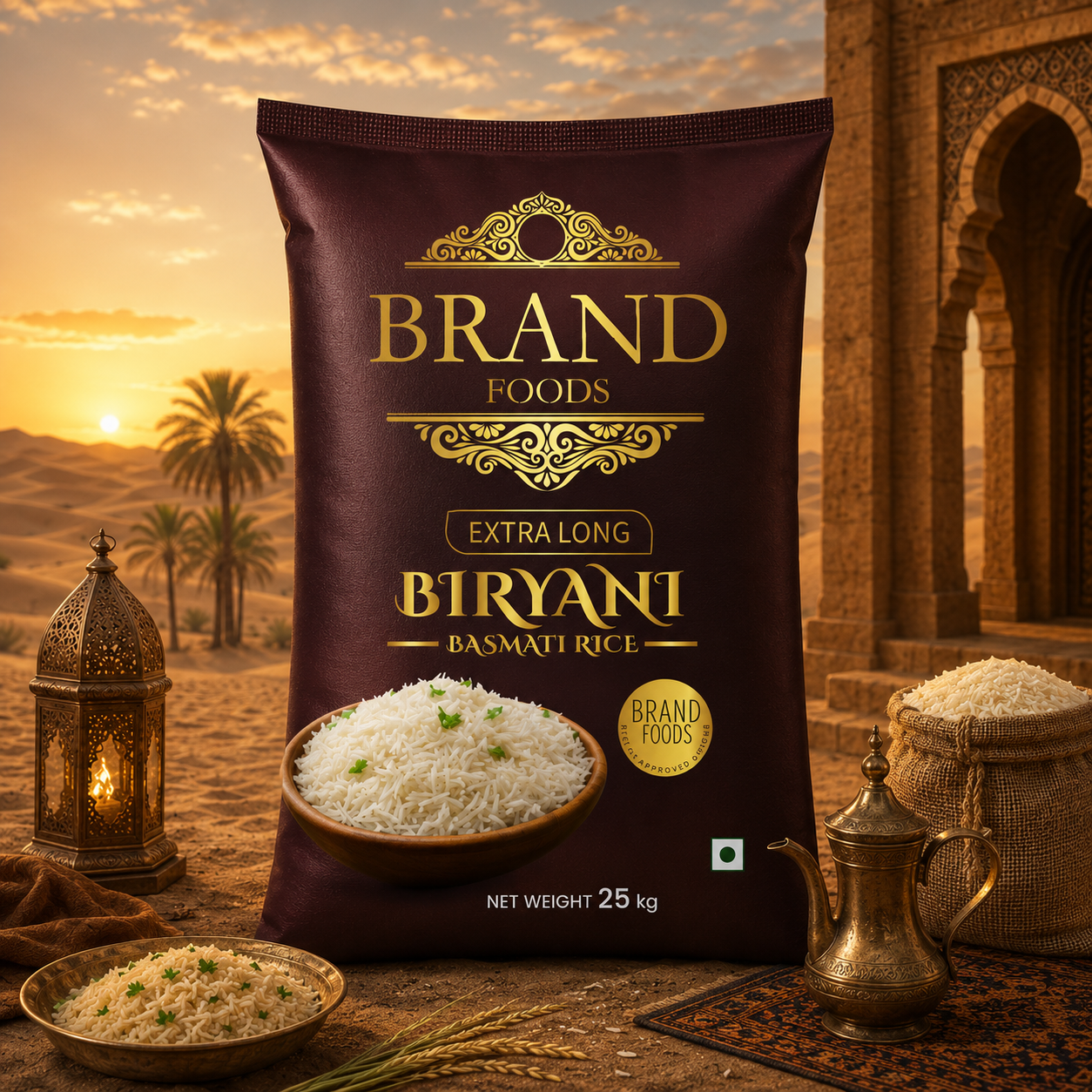 Premium Brown Rice Bag Design Template - Free CorelDraw CDR File for Rice Brands and Packaging Designers