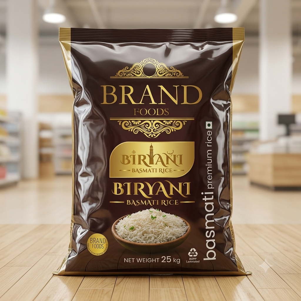Brown Rice Bag Packaging CDR Template - Free Download for Rice Brand Design and Food Packaging
