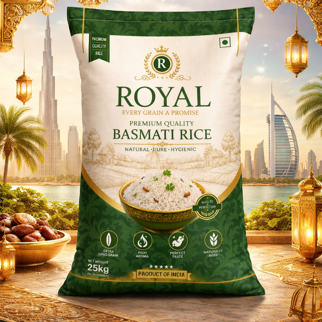 Royal Premium Quality Basmati Rice Bag Design Template