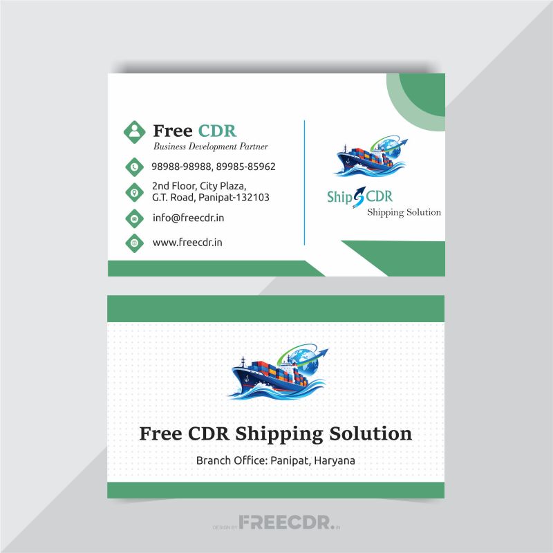 Free Shipping Company Business Card CDR Template - Fully Editable CorelDraw File for Cargo Freight Forwarders Printing Press India